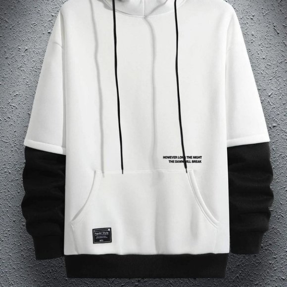 White Mens Drawstring Hoodie - Picture 2 of 7